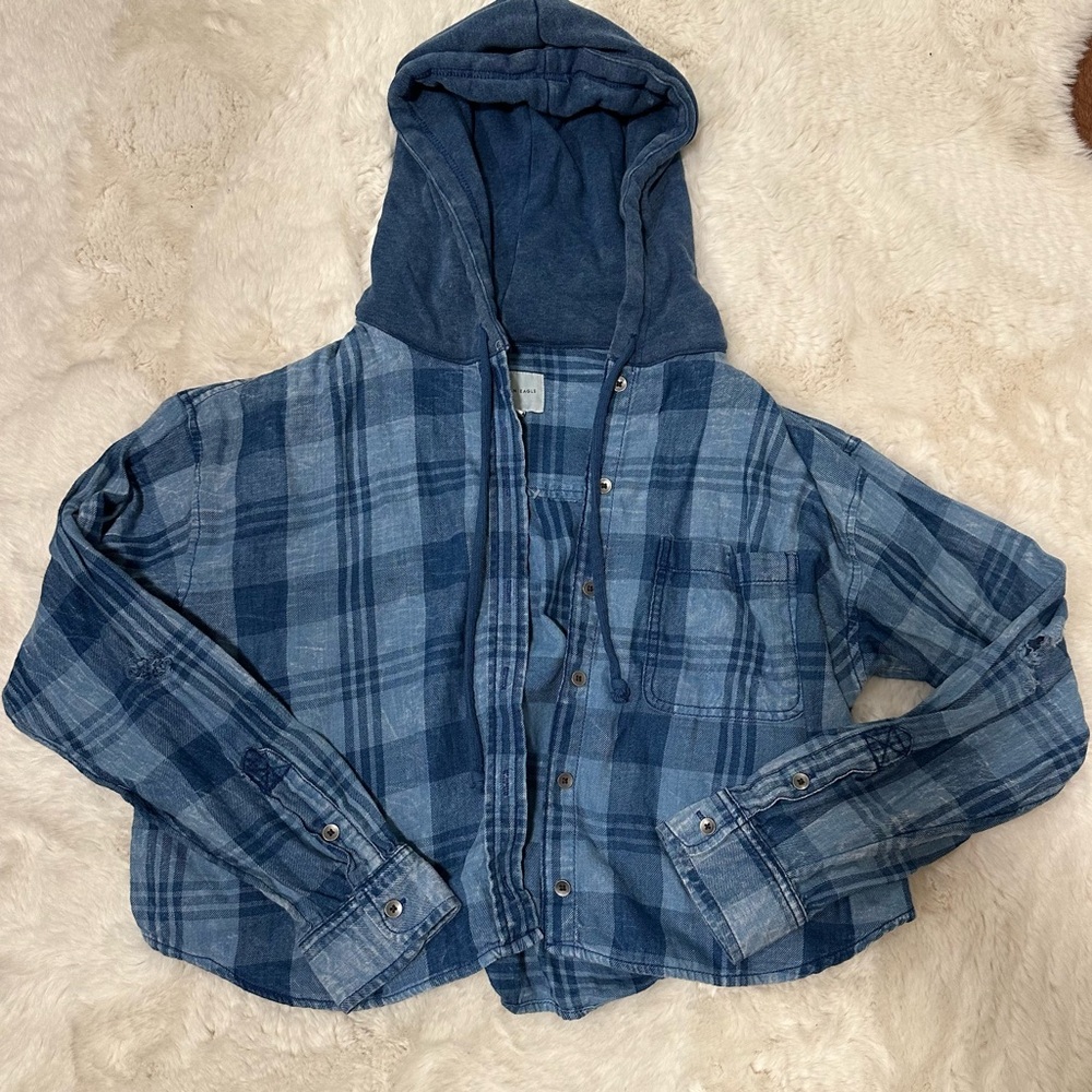 American Eagle Flannel Hoodie